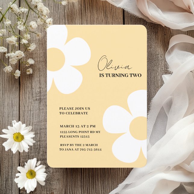 Elegant Yellow Daisy Spring Birthday Invitation (Creator Uploaded)