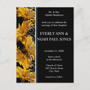Elegant Yellow Daisy Wedding Invitation Postcard