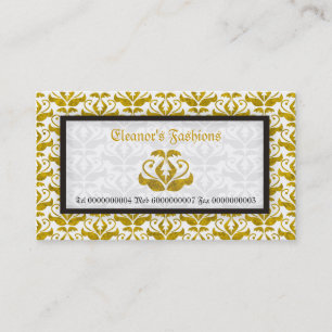 Elegant yellow damask fashion business cards