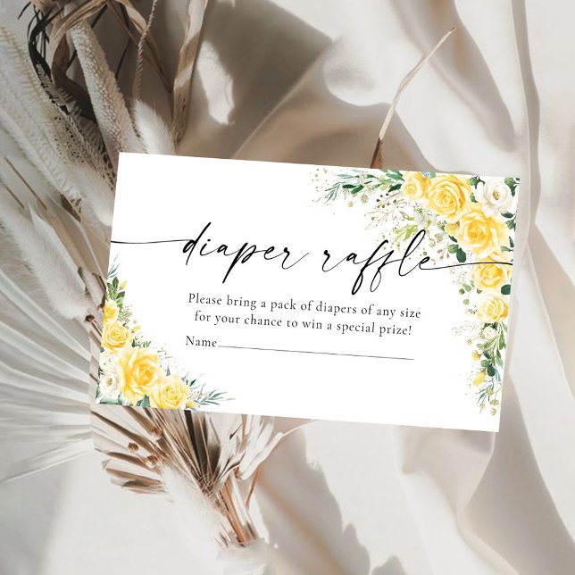Elegant Yellow Diaper Raffle Enclosure Card (Creator Uploaded)