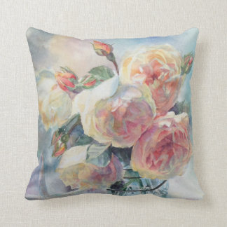 Elegant Yellow English Roses Cushion
