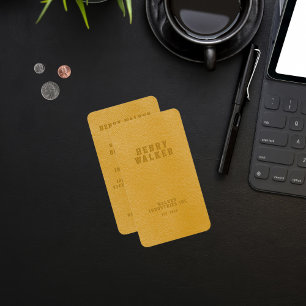 Elegant Yellow Faux Vegan Leather Business Card