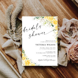 Elegant Yellow Floral Bridal Shower Invitation