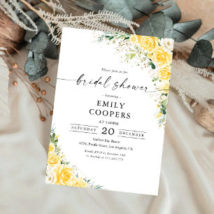 Elegant Yellow Floral Bridal Shower Invitation