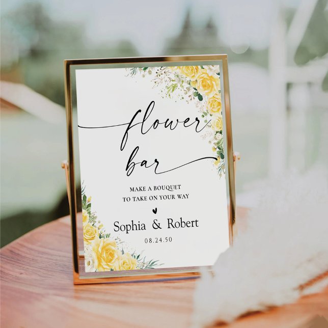 Elegant Yellow Floral Flower Bar Sign (Creator Uploaded)