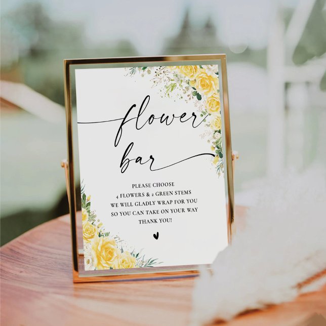 Elegant Yellow Floral Flower Bar Sign (Creator Uploaded)