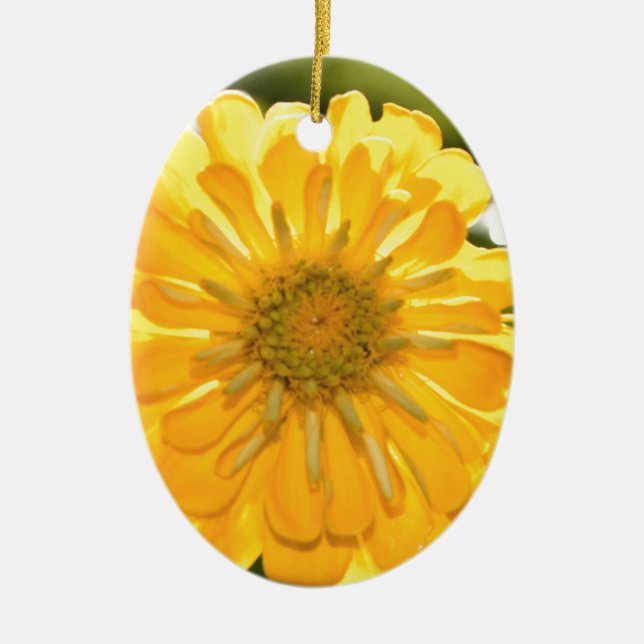 Elegant yellow floral flower daisy ceramic ornament (Front)