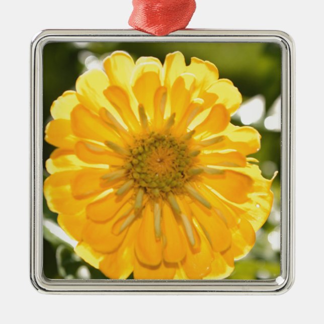 Elegant yellow floral flower daisy metal ornament (Front)