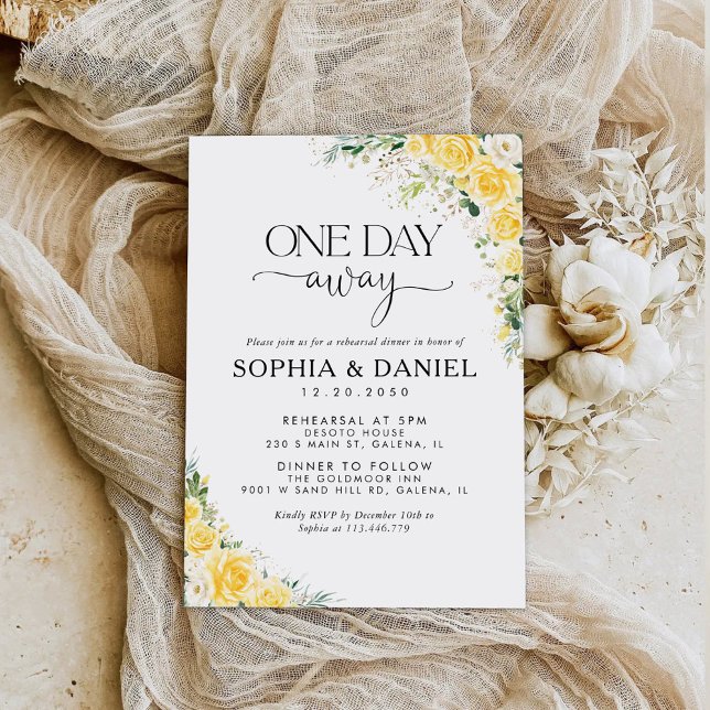 Elegant Yellow Floral One Day Away Invitation (Creator Uploaded)