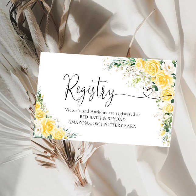 Elegant Yellow Floral Registry Enclosure Card (Creator Uploaded)
