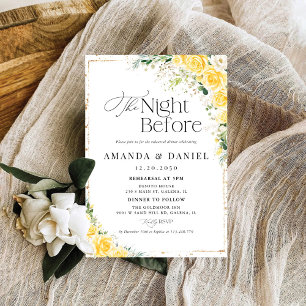 Elegant Yellow Floral Rehearsal Dinner Invitation