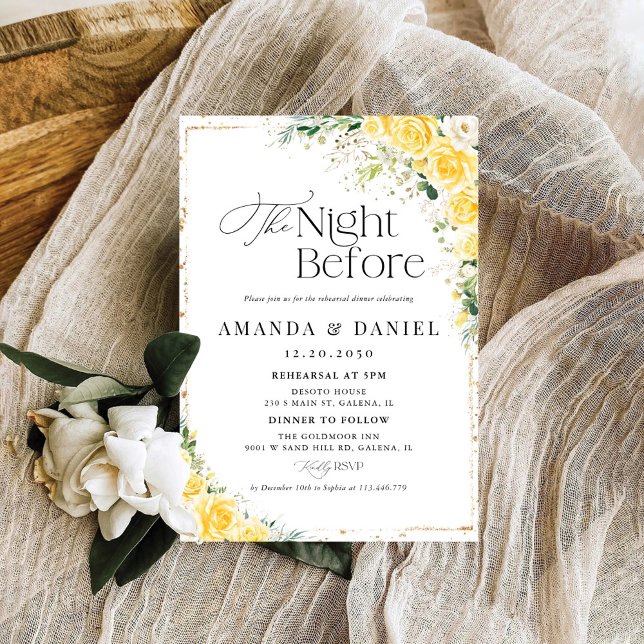 Elegant Yellow Floral Rehearsal Dinner Invitation (Creator Uploaded)