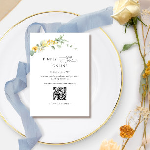 Elegant Yellow Floral RSVP Online, QR Code Enclosure Card