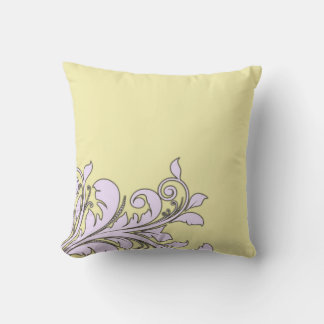 Elegant Yellow Floral Swirls Design Pillow