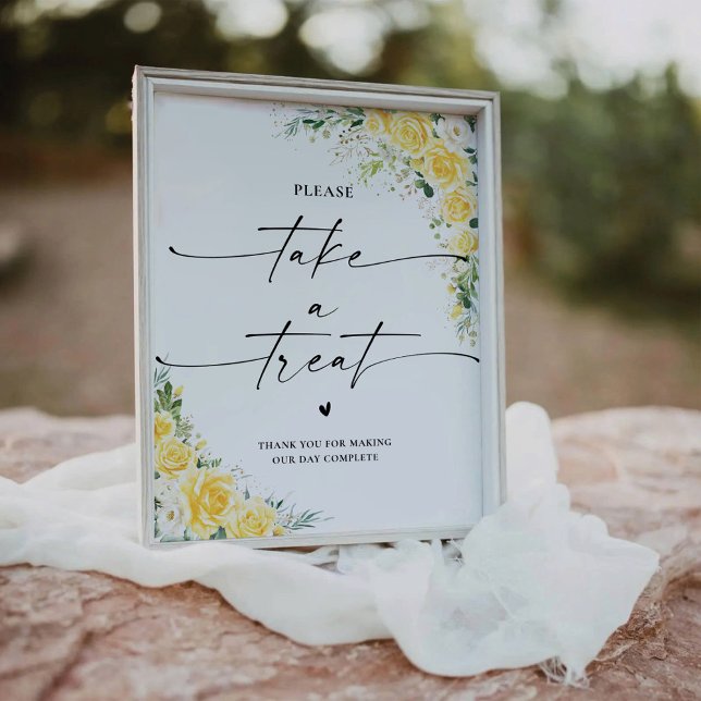 Elegant Yellow Floral Take A Treat Sign (Creator Uploaded)
