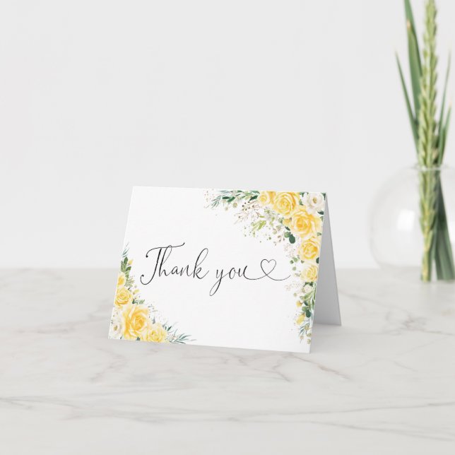 Elegant Yellow Floral Thank You Card (Front)