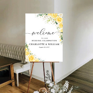 Elegant Yellow Floral Wedding Ceremony Foam Board Poster