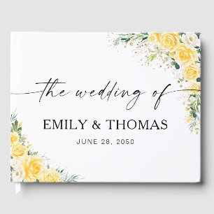 Elegant Yellow Floral Wedding Guest Book