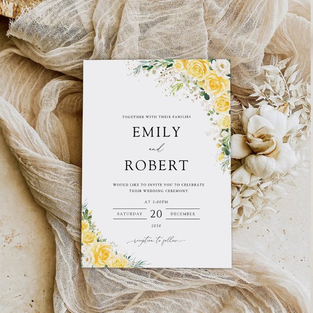 Elegant Yellow Floral Wedding Invitation (Creator Uploaded)
