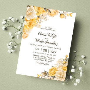 Elegant Yellow Floral Wedding Invitation