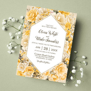 Elegant Yellow Floral Wedding Invitation