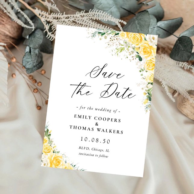 Elegant Yellow Floral Wedding Save The Date (Creator Uploaded)