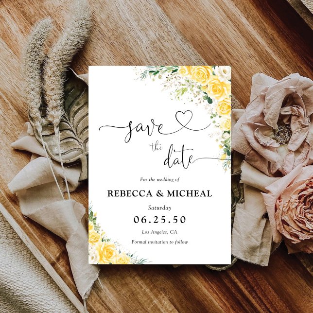 Elegant Yellow Floral Wedding Save The Date (Creator Uploaded)