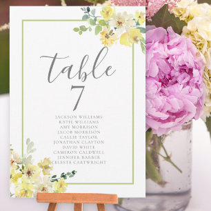 Elegant Yellow Floral Wedding Seating Chart Card