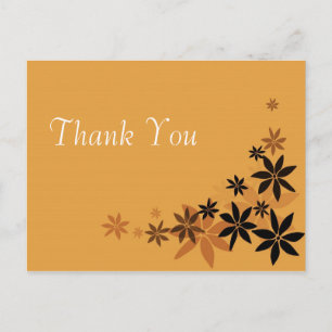 Elegant yellow floral wedding thank you postcard. postcard
