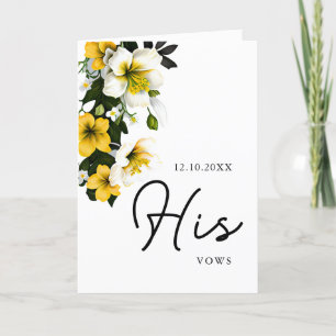 Elegant Yellow Floral Wedding Vows Card