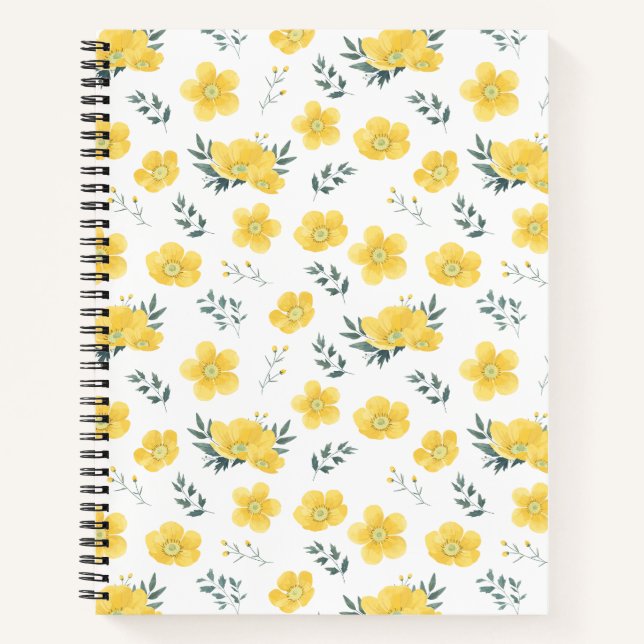 Elegant Yellow Flower Notebook (Front)