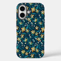 Elegant Yellow Flower Pattern in Dark Green Leaves