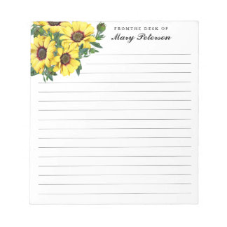 Elegant Yellow Flower Personalised Notepad