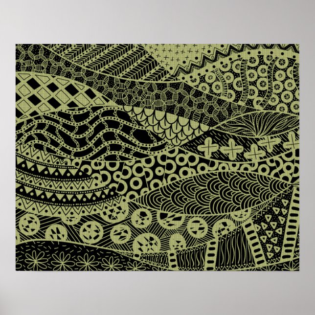 Elegant Yellow Geometric Abstract Tribal Pattern Poster (Front)