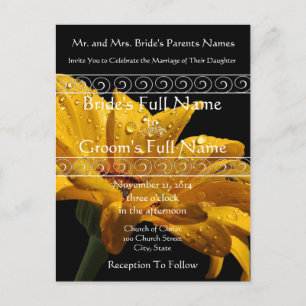 Elegant Yellow Gerber Daisy Wedding Invitation Postcard