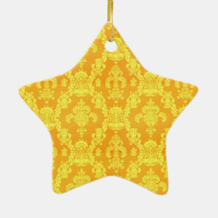 elegant yellow golden damask graphic pattern. ceramic tree decoration