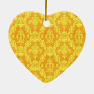 elegant yellow golden damask graphic pattern. ceramic tree decoration