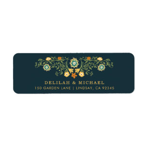 Elegant Yellow Green Floral Wedding Return Address Label