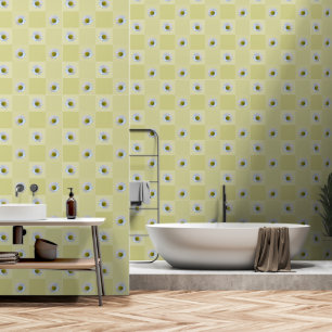 Elegant Yellow Green Mist Daisy Flowers Medium Wallpaper
