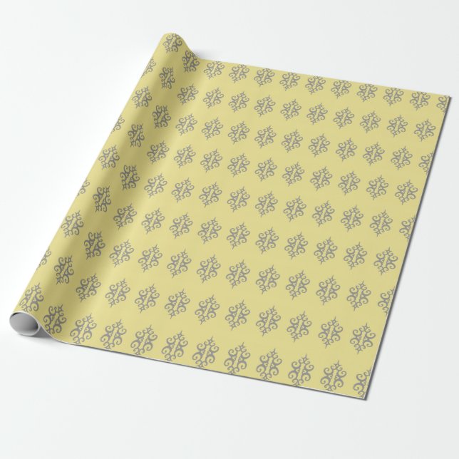 Elegant Yellow Grey Wrapping Paper (Unrolled)