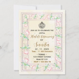 Elegant Yellow Haldi Ceremony Invitation Card