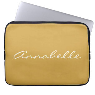 Elegant Yellow Handwritten Script Name Custom  Laptop Sleeve