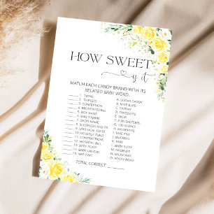 Elegant Yellow How Sweet Is It Baby Shower Game