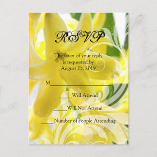 Elegant Yellow Hyacinth with White Swirl RSVP Invitation Postcard
