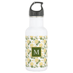 Elegant Yellow Hydragea Floral Monogram 532 Ml Water Bottle