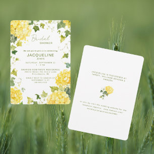 Elegant Yellow Hydrangea Bridal Shower II Invitation