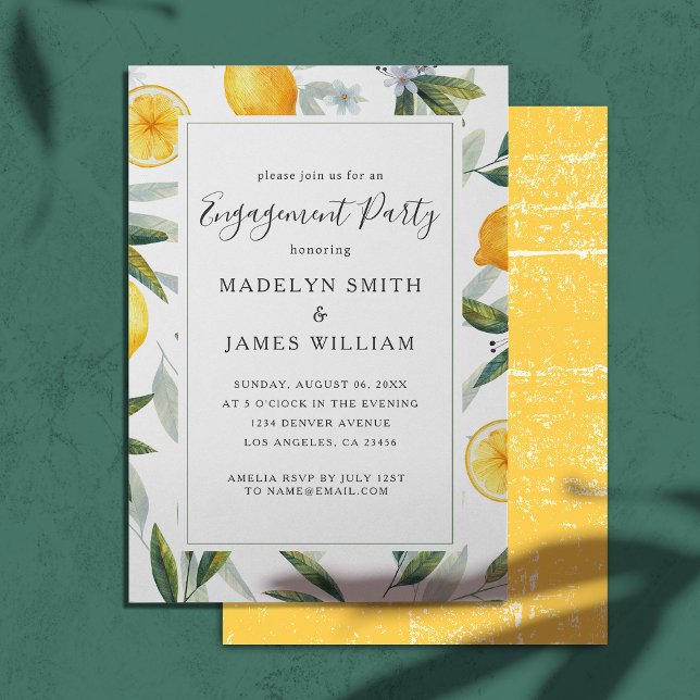Elegant Yellow Lemons Engagement Party Invitation (Creator Uploaded)