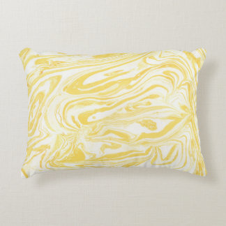 Elegant Yellow Marble: Hand-Drawn Texture Decorative Cushion