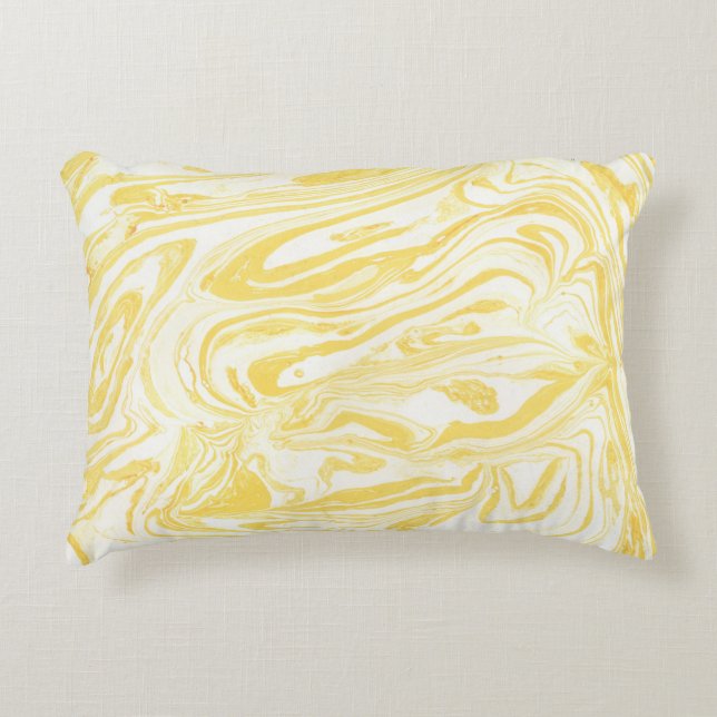 Elegant Yellow Marble: Hand-Drawn Texture Decorative Cushion (Front)