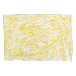 Elegant Yellow Marble: Hand-Drawn Texture Pillowcase